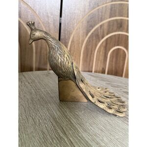 VTG Brass Peacock Bird Figurine Statue Hollywood MCM